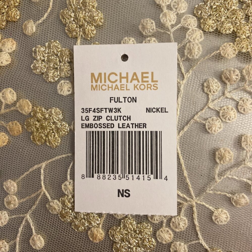 Metallic Silver Michael Kors Python Wristlet Clut… - image 5